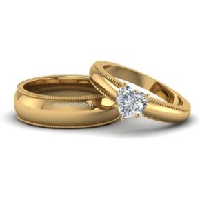 Rosie Collection Matching Heart Promise Rings for Couples Engagement Wedding Ring Band Sets for Him and Her 14K Gold Plated Sterling Silver High Polished Comfort Fit in Saudi Arabia