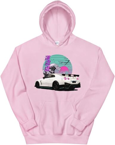 Vaporwave Aesthetic R35 Skyline GTR JDM Tuning Drift Racing Unisex Hoodie in Saudi Arabia