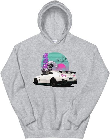 Vaporwave Aesthetic R35 Skyline GTR JDM Tuning Drift Racing Unisex Hoodie in Saudi Arabia