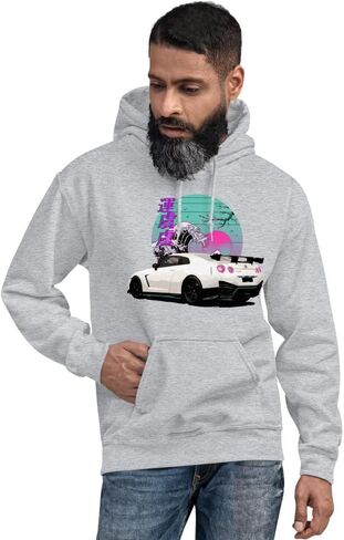 Vaporwave Aesthetic R35 Skyline GTR JDM Tuning Drift Racing Unisex Hoodie in Saudi Arabia