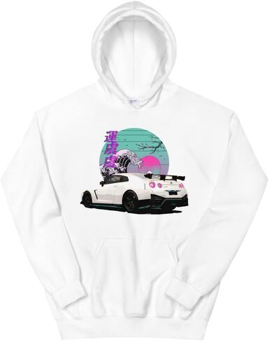 Vaporwave Aesthetic R35 Skyline GTR JDM Tuning Drift Racing Unisex Hoodie in Saudi Arabia