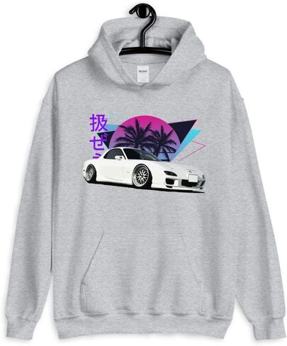 Vaporwave Aesthetic RX7 JDM Legend Car Tuning Drift Racing Unisex Hoodie in Saudi Arabia