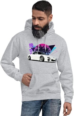 Vaporwave Aesthetic RX7 JDM Legend Car Tuning Drift Racing Unisex Hoodie in Saudi Arabia