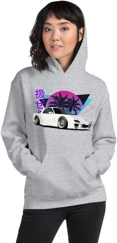Vaporwave Aesthetic RX7 JDM Legend Car Tuning Drift Racing Unisex Hoodie in Saudi Arabia