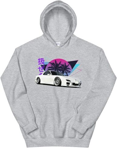 Vaporwave Aesthetic RX7 JDM Legend Car Tuning Drift Racing Unisex Hoodie in Saudi Arabia