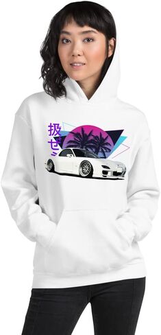 Vaporwave Aesthetic RX7 JDM Legend Car Tuning Drift Racing Unisex Hoodie in Saudi Arabia