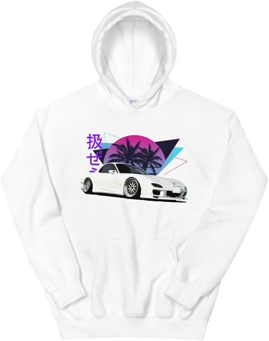 Vaporwave Aesthetic RX7 JDM Legend Car Tuning Drift Racing Unisex Hoodie in Saudi Arabia