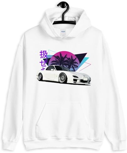 Vaporwave Aesthetic RX7 JDM Legend Car Tuning Drift Racing Unisex Hoodie in Saudi Arabia