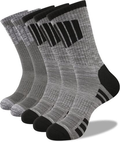 COOVAN Mens Hiking Socks Crew Outdoor Socks 5 Pairs Moisture Wicking Cushioned Athletic Boot Socks in Saudi Arabia