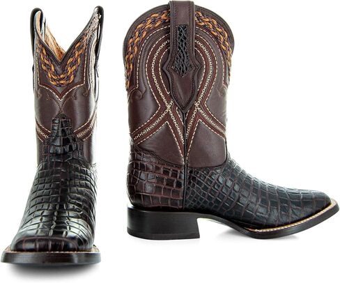 Soto Boots Men's Square Toe Caiman Print Cowboy Boots H7005 in Saudi Arabia