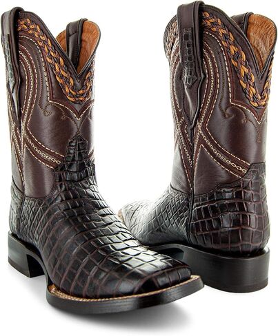 Soto Boots Men's Square Toe Caiman Print Cowboy Boots H7005 in Saudi Arabia