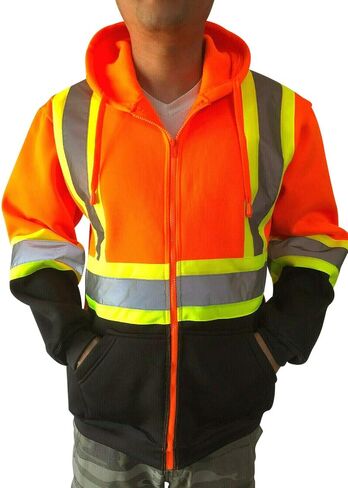 NY GOLDEN FASHION Hi Vis High Visibility Reflective Construction Work Fleece Hoodie Sweatshirt Jacket with Hood in Saudi Arabia