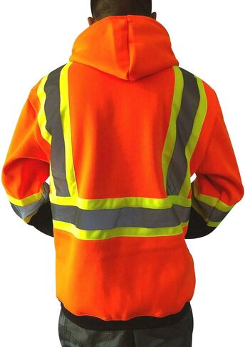 NY GOLDEN FASHION Hi Vis High Visibility Reflective Construction Work Fleece Hoodie Sweatshirt Jacket with Hood in Saudi Arabia
