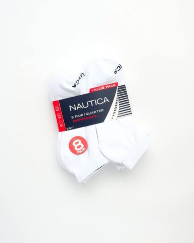 جوارب Nautica الرياضية للرجال - جوارب مبطنة للكاحل بقصة ربعية (8 عبوات) in Kuwait