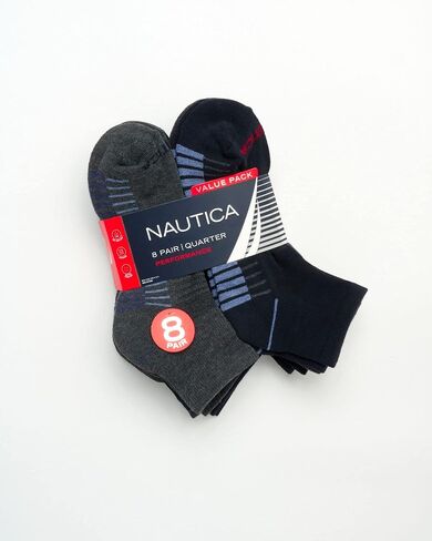 جوارب Nautica الرياضية للرجال - جوارب مبطنة للكاحل بقصة ربعية (8 عبوات) in Kuwait