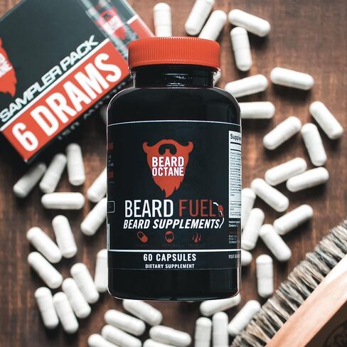 Beard Octane - Beard Fuel - Beard Hair Growth Multivitamins with Biotin, Vitamin A, Vitamin C - 30-Day Supply - Healthy, Strong, Thick Beard Growth - Made in the USA in Saudi Arabia