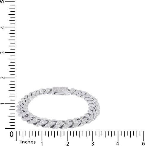 SAVEARTH DIAMONDS Round Cut Lab Created Moissanite Diamond 10MM Width Cuban Chain Bracelet In 14k Gold Over Sterling Silver Jewelry For Men (G-H Color, VVS1 Clarity, 2.70 Ct To 3.00 Ct) in Saudi Arabia