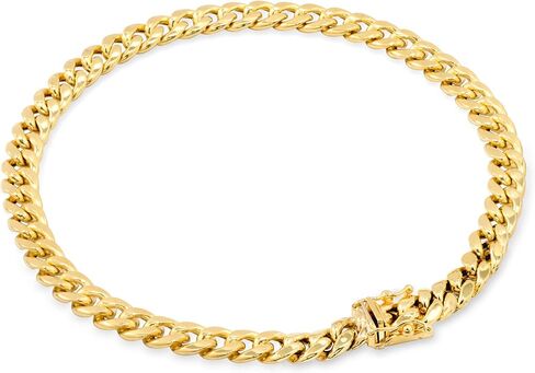 Nuragold 10k Yellow Gold 5mm Miami Cuban Link Chain Bracelet, Mens Jewelry Box Clasp 7" 7.5" 8" 8.5" 9" in Saudi Arabia