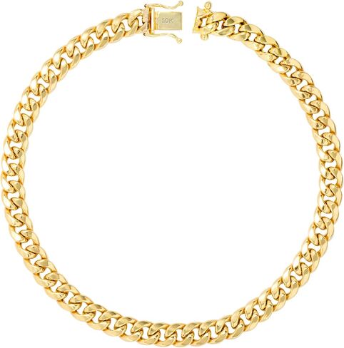 Nuragold 10k Yellow Gold 5mm Miami Cuban Link Chain Bracelet, Mens Jewelry Box Clasp 7" 7.5" 8" 8.5" 9" in Saudi Arabia