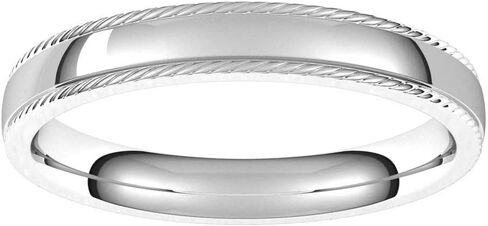 Rope Sides Wedding Band Comfort Fit Solid 925 Sterling Silver Real 10k 14k 18k Yellow Rose White Gold OR Platinum Ring Classic Domed Plain 3mm 4mm 6mm 8mm in Saudi Arabia