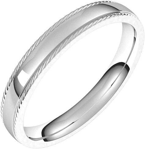 Rope Sides Wedding Band Comfort Fit Solid 925 Sterling Silver Real 10k 14k 18k Yellow Rose White Gold OR Platinum Ring Classic Domed Plain 3mm 4mm 6mm 8mm in Saudi Arabia