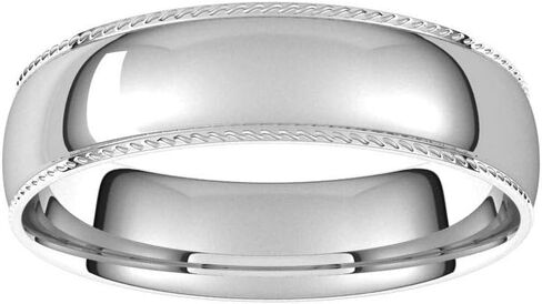 Rope Sides Wedding Band Comfort Fit Solid 925 Sterling Silver Real 10k 14k 18k Yellow Rose White Gold OR Platinum Ring Classic Domed Plain 3mm 4mm 6mm 8mm in Saudi Arabia