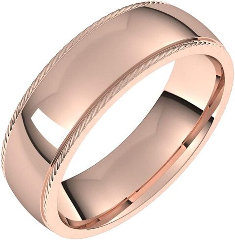 Rope Sides Wedding Band Comfort Fit Solid 925 Sterling Silver Real 10k 14k 18k Yellow Rose White Gold OR Platinum Ring Classic Domed Plain 3mm 4mm 6mm 8mm in Saudi Arabia