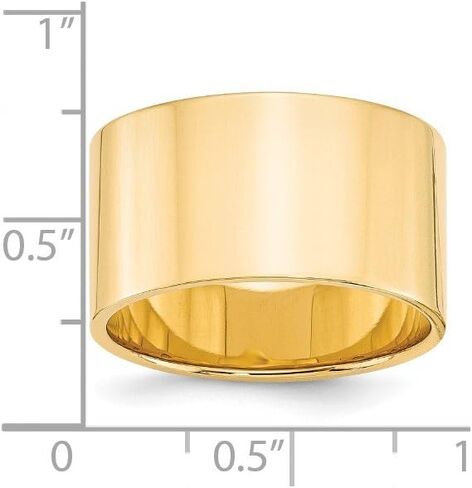 Solid 14k Yellow Gold 12mm Flat Wedding Band in Saudi Arabia