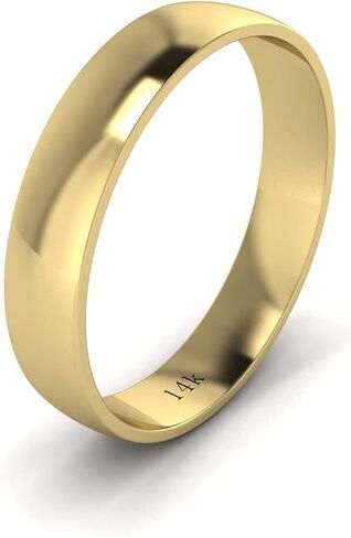 Unisex Solid 14k White Rose Yellow Gold 4mm Comfort Traditional Highly Polished Wedding Ring Plain Band in Saudi Arabia