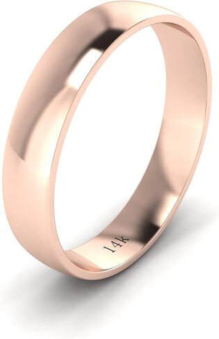 Unisex Solid 14k White Rose Yellow Gold 4mm Comfort Traditional Highly Polished Wedding Ring Plain Band in Saudi Arabia