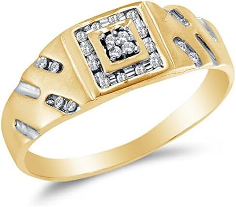 Sonia Jewels 10K Yellow Two Tone Gold Round Diamond Mens Wedding Band Ring - Channel Setting (1/8 cttw.) in Saudi Arabia