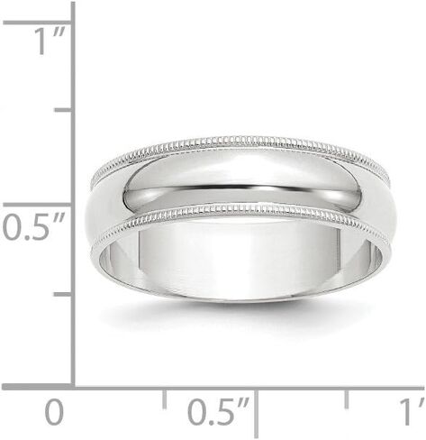 14k White Gold 6mm Milgrain Plain Classic Dome Wedding Band Ring in Saudi Arabia