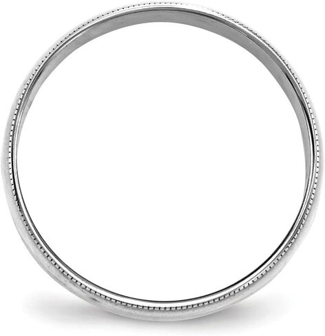 14k White Gold 6mm Milgrain Plain Classic Dome Wedding Band Ring in Saudi Arabia