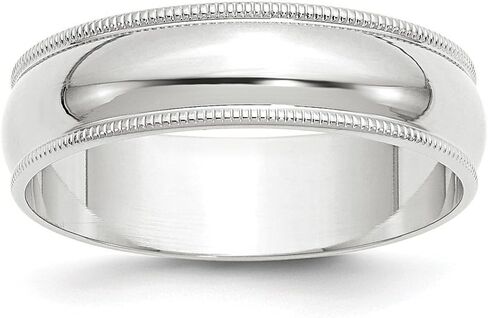 14k White Gold 6mm Milgrain Plain Classic Dome Wedding Band Ring in Saudi Arabia