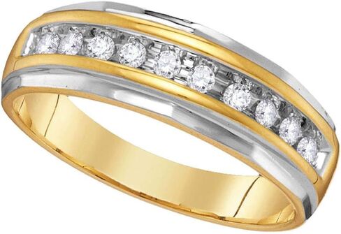 Men's Diamond Wedding Band Solid 14k Yellow Gold Ring 1/4 Ctw. (7mm .25 Ctw.) in Saudi Arabia
