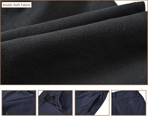 بنطال تزلج على الجليد مقاوم للماء للرجال مبطن بالصوف ومضاد للرياح والمشي لمسافات طويلة على الجليد سروال شتوي بسحاب أسفل الساق in Kuwait