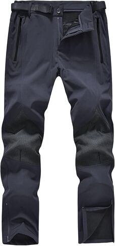 بنطال تزلج على الجليد مقاوم للماء للرجال مبطن بالصوف ومضاد للرياح والمشي لمسافات طويلة على الجليد سروال شتوي بسحاب أسفل الساق in Kuwait