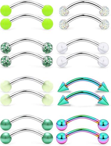 SCERRING Snake Eyes Tongue Rings 14G Stainless Steel Curved Barbell Nipplerings Nipple Rings Piercing Jewelry Retainer 16mm 5/8Inch 16PCS in Saudi Arabia