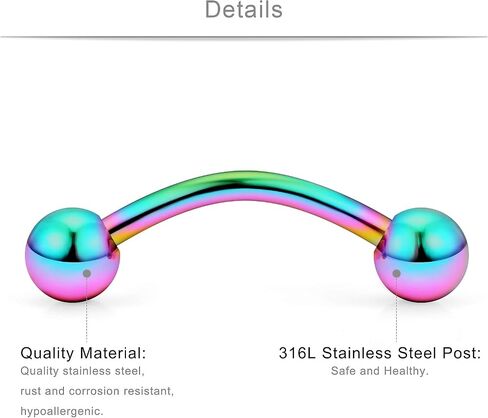 SCERRING Snake Eyes Tongue Rings 14G Stainless Steel Curved Barbell Nipplerings Nipple Rings Piercing Jewelry Retainer 16mm 5/8Inch 16PCS in Saudi Arabia