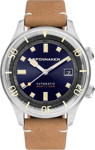 Spinnaker Bradner Men's Automatic 3 Hands Watch with Blue Dial and Brown Solid Bracelet - SP-5062-05 in Kuwait