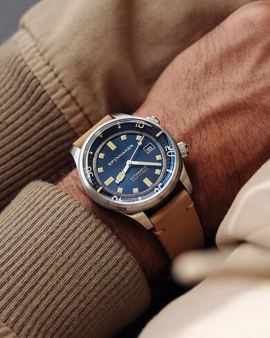 Spinnaker Bradner Men's Automatic 3 Hands Watch with Blue Dial and Brown Solid Bracelet - SP-5062-05 in Kuwait