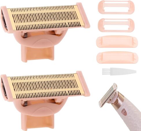 2 Pack Shaver Replacement Heads Compatible with Flawless Nu Razor, Body Hair Remover Replacement Heads Compatible with Finishing Touch Razor for Women Include 1 Cleaning Brush, Rose Gold in Kuwait
