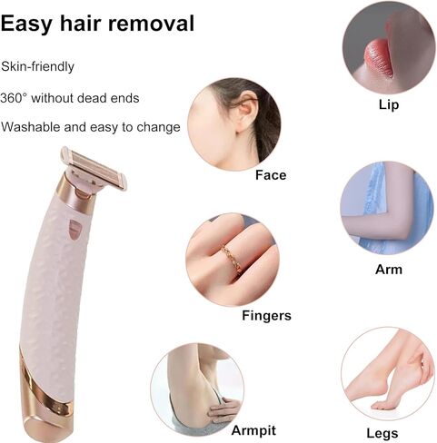 2 Pack Shaver Replacement Heads Compatible with Flawless Nu Razor, Body Hair Remover Replacement Heads Compatible with Finishing Touch Razor for Women Include 1 Cleaning Brush, Rose Gold in Kuwait