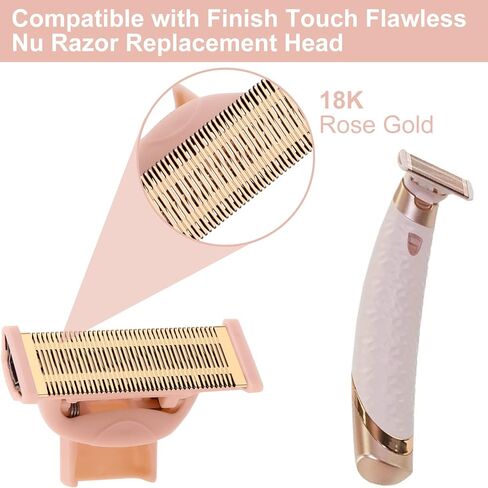 2 Pack Shaver Replacement Heads Compatible with Flawless Nu Razor, Body Hair Remover Replacement Heads Compatible with Finishing Touch Razor for Women Include 1 Cleaning Brush, Rose Gold in Kuwait