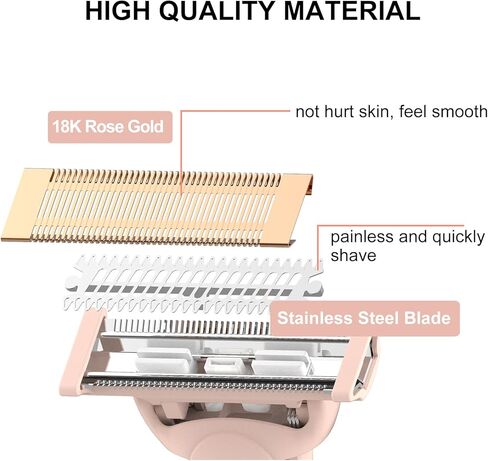 2 Pack Shaver Replacement Heads Compatible with Flawless Nu Razor, Body Hair Remover Replacement Heads Compatible with Finishing Touch Razor for Women Include 1 Cleaning Brush, Rose Gold in Kuwait