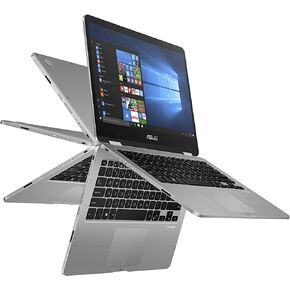 ASUS VivoBook Flip 14 Thin & Light 2-in-1 Laptop, 14" FHD Touchscreen, Intel Celeron Dual Core N4000 Processor, 4GB RAM, 64GB Storage, Fingerprint Reader, Windows 10 in S Mode, J401MA-YS02 in Kuwait