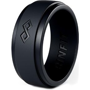 Rinfit Silicone Rings for Men - Mens Silicone Wedding Band - Infinity Silicone Ring Men - Rubber Wedding Rings - Patented Design - Black, Size 7 in Saudi Arabia