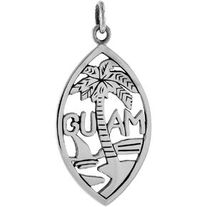 1.25 inch Sterling Silver Word Guam Seal Necklace for Women and Men Polished finish available With or Without Chain in Kuwait