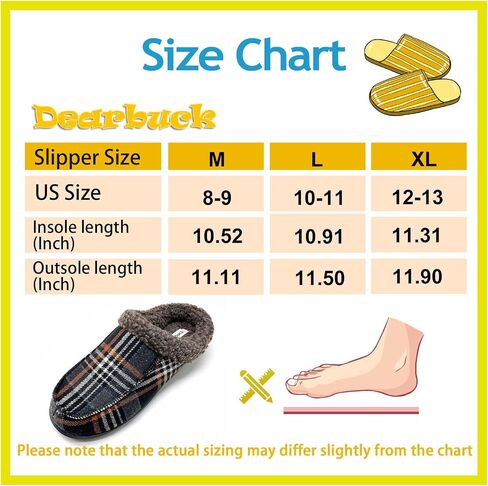 Dearbuck Men’s Slippers, Ultra Soft Warm House Shoes for Men with Rubber Sole, Comfy Winter Slippers Moccasin Slippers Indoor Outdoor in Saudi Arabia
