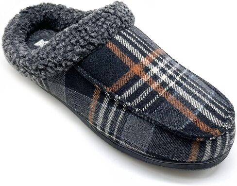 Dearbuck Men’s Slippers, Ultra Soft Warm House Shoes for Men with Rubber Sole, Comfy Winter Slippers Moccasin Slippers Indoor Outdoor in Saudi Arabia